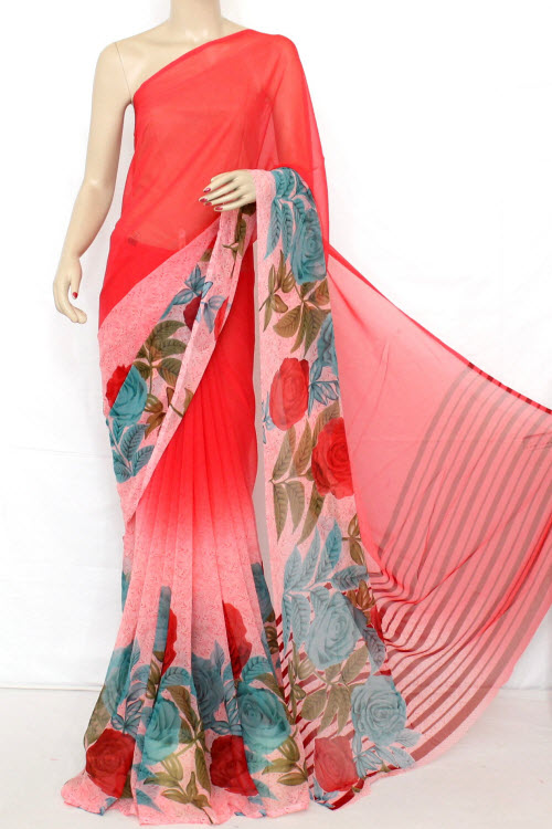Printed Dx Quality Faux Georgette Saree (With Blouse) 13287