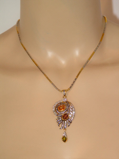 Designer Pendant Set (Cut-Stone with A.D.) 10267