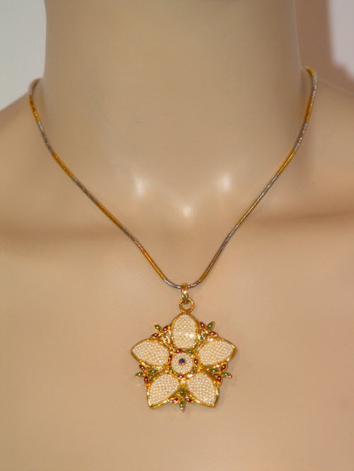 Designer Pendant Set (Pearl with Meenakari) 10276