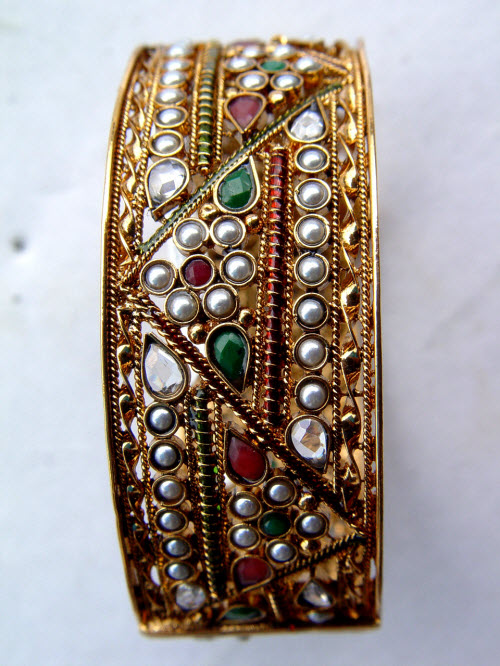 Gold Plated Bangle (Kundan/Meena) 10319