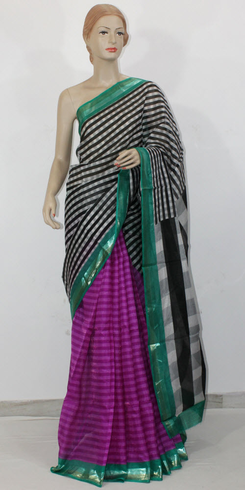 Exclusive Manipuri Check (Half-Half) Saree 11332