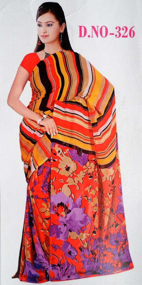 Digital Printed Faux Georgette Saree 11427
