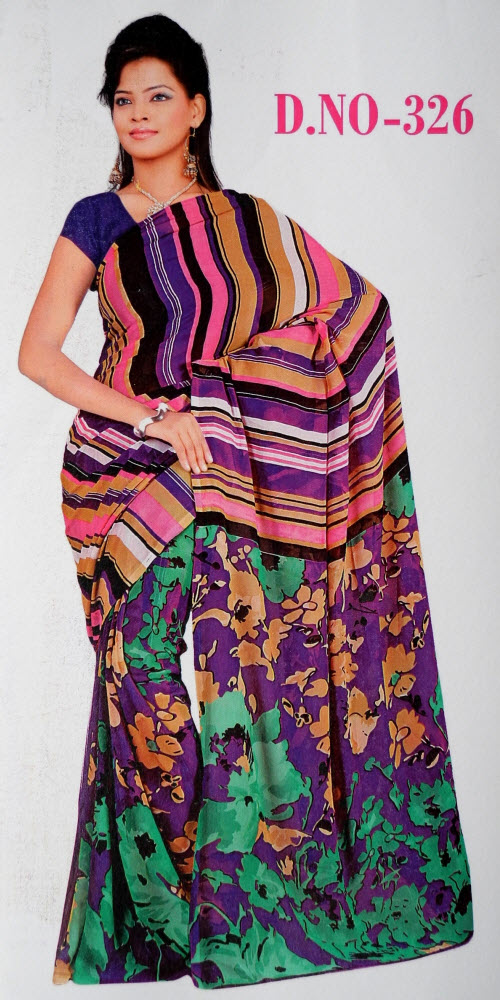 Digital Printed Faux Georgette Saree 11428