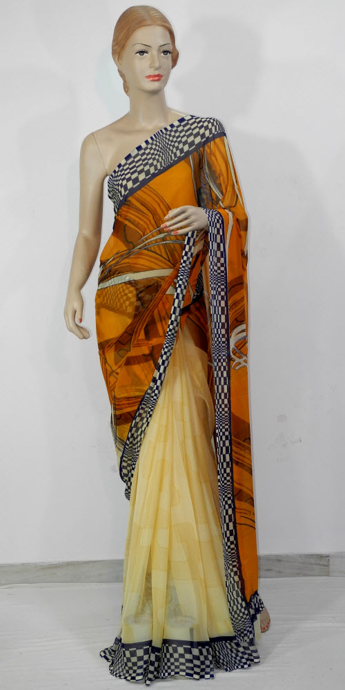 Semi Chiffon Printed Saree 11436