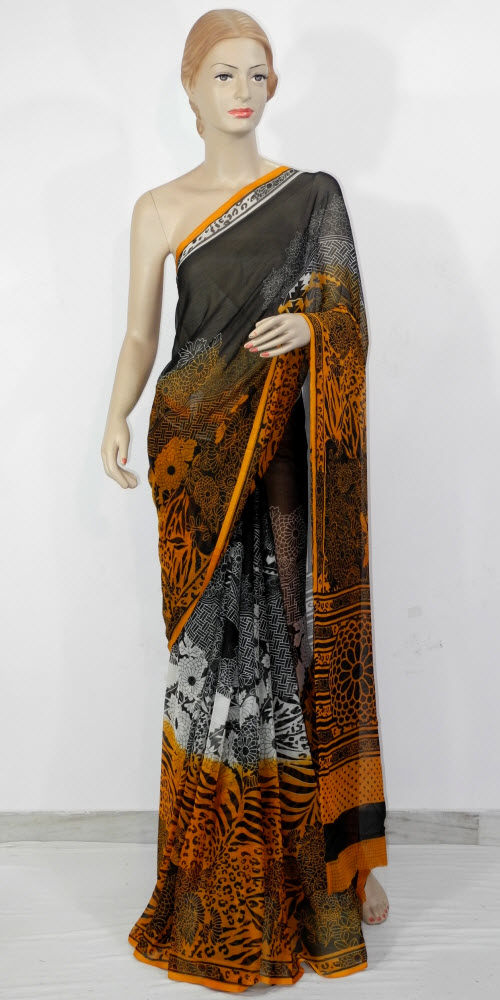 Semi Chiffon Printed Saree 11438
