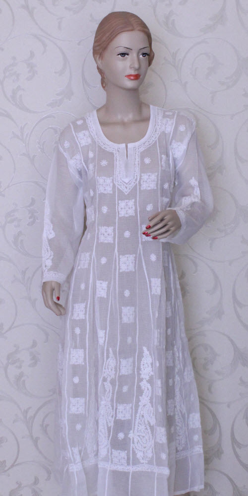 Anarkali Semi-stitched Kurta (KOTA-Chikankari) 11716