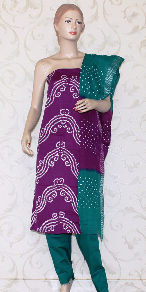 Bandhani (Tie & Die) Un-Stitched Pure Cotton Suit 12519