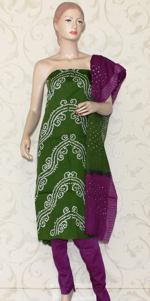Bandhani (Tie & Die) Un-Stitched Pure Cotton Suit 12520