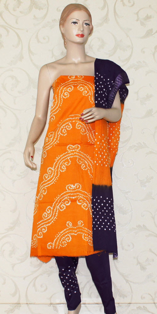 Bandhani (Tie & Die) Un-Stitched Pure Cotton Suit 12522
