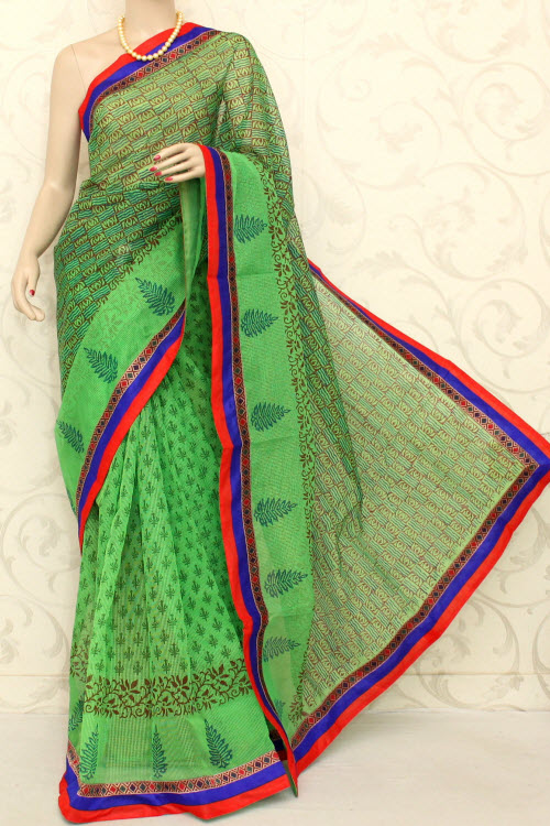 Block Printed Cot-Silk Supernet Kota Saree (With Blouse) 12598