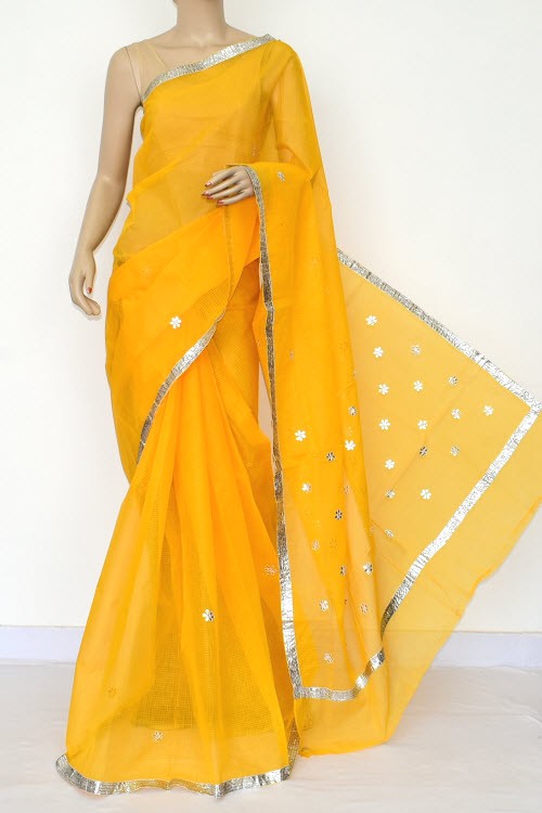 Yellow Kota Saree Gota Patti Work (Without Blouse - Supernet) 15473